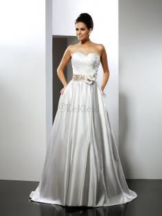 Prinzessin Herz-Ausschnitt A-Linie Brautkleid mit Gericht Schleppe mit Schleife