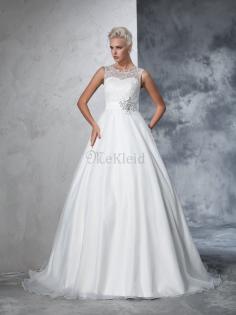 Kapelle Schleppe Ärmelloses Duchesse-Linie Anständiges Brautkleid mit Bordüre