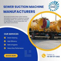 Looking for reliable sewer suction machine manufacturers in Haryana? We provide high-performance and durable sewer suction machines designed for efficient cleaning of sewer lines, septic tanks, and drainage systems. Our machines are built for powerful suction, low maintenance, and long service life, making them ideal for municipal and industrial use. Contact us today for customized solutions, competitive pricing, and dependable after-sales support.
