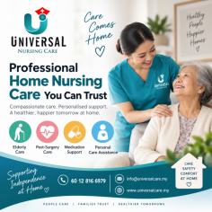 Get reliable and compassionate Home Nursing Care in Shah Alam with trained caregivers and healthcare professionals who provide personalized support in the comfort of your home. From elderly care, post-surgery recovery, hospital sitter services, specialist care, and daily medical assistance, our team ensures safe, comfortable, and quality healthcare for your loved ones. Choose professional home nursing services in Shah Alam for better recovery, peace of mind, and expert care tailored to your family’s needs. Contact us today to arrange trusted home healthcare support.