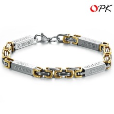 OPK MEN JEWELRY  Free Shipping, Champaign Gold Plated stainless steel bracelet, Men's link chain bracelet, Unique Style 632-in Stainless Steel Bracelets from Jewelry on Aliexpress.com