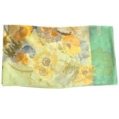 Salvatore Ferragamo Women's Silk Scarf Aqua Blue Floral  Discount Women Designer Scarves Outlet | Como Milano