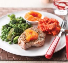 Pork in apricot sauce with herby mash | Australian Healthy Food Guide