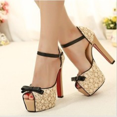 Free shipping women high square heel platform pump shoes big size lace women pumps summer F808-in Pumps from Shoes on Aliexpress.com