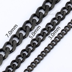 CUSTOMIZE SIZE 3/5/7mm Black Curb Cuban Chain Necklace  Stainless Steel Necklace Mens Chain wholesale jewelry  18 36inch KNW40-in Chain Necklaces from Jewelry on Aliexpress.com