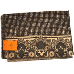 Etro Wool Silk Scarf Black Off White Ornamental  Discount Women Designer Scarves Outlet | Como Milano