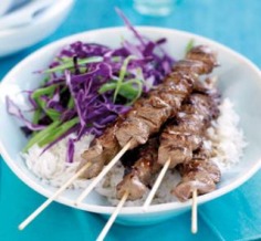 Teriyaki beef skewers with cabbage salad | Australian Healthy Food Guide