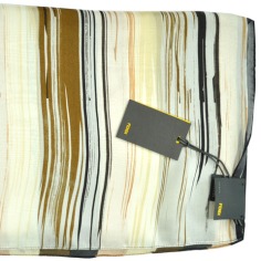 Fendi Chiffon Silk Scarf White Cream Brown  Discount Women Designer Scarves Outlet | Como Milano