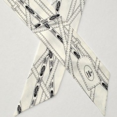 Fendi Silk Scarf White Black Twilly  Discount Women Designer Scarves Outlet | Como Milano