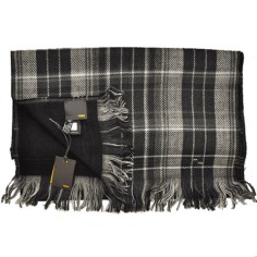 Fendi Wool Scarf Black Gray Plaid  Discount Women Designer Scarves Outlet | Como Milano