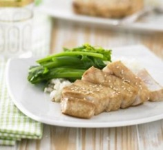 Soy-seared swordfish with ginger rice and Chinese greens | Australian Healthy Food Guide