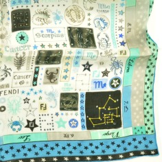 Fendi Silk Square Scarf Blue Zodiac Signs  Discount Women Designer Scarves Outlet | Como Milano