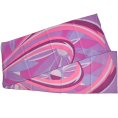 Emilio Pucci Square Silk Scarf Pink Lilac Signature  Discount Women Designer Scarves Outlet | Como Milano