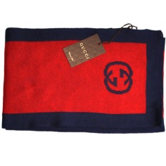 Gucci Women Scarf Navy Red  Discount Women Designer Scarves Outlet | Como Milano