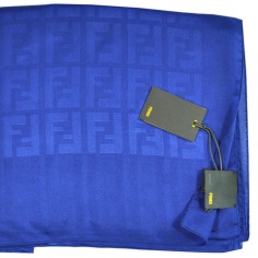 Fendi Silk Scarf Royal Blue FF Logo  Discount Women Designer Scarves Outlet | Como Milano