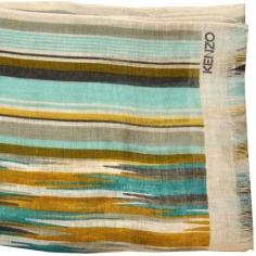 Kenzo Linen Long Scarf Aqua Lime Olive Sky Blue  Discount Women Designer Scarves Outlet | Como Milano