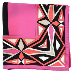 Emilio Pucci Large Square Silk Scarf Pink Black White  Discount Women Designer Scarves Outlet | Como Milano