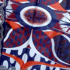 Christian Lacroix Cotton Scarf Navy Orange White  Discount Women Designer Scarves Outlet | Como Milano