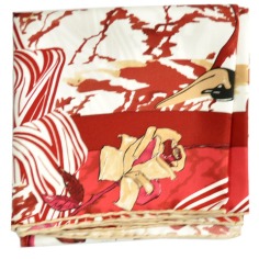 Christian Dior Silk Scarf Cygne a la Rose Burgundy  Discount Women Designer Scarves Outlet | Como Milano