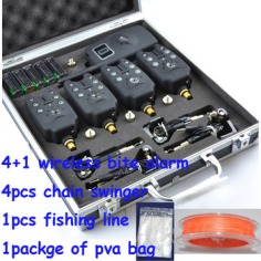 1+4 Wireless fishing bite alarm with 4pcs illuminated fishing swinger and 1pcs fishing line in aluminium case-in Fishing Tackle Boxes from Sports & Entertainment on Aliexpress.com