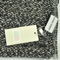 Giorgio Armani Cashmere Scarf Women Gray Black  Discount Women Designer Scarves Outlet | Como Milano