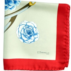 Marinella Silk Square Scarf Floral Cream Red Blue  Discount Women Designer Scarves Outlet | Como Milano