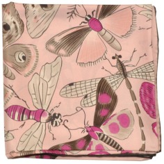 Loewe Silk Square Women Scarf Pink Grey Butterflies  Discount Women Designer Scarves Outlet | Como Milano