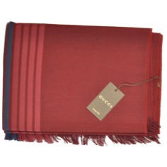 Gucci Wool Silk Scarf Burgundy Stripes  Discount Women Designer Scarves Outlet | Como Milano