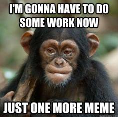 I'm gonna have to do some work now  just one more meme - I'm gonna have to do some work now  just one more meme  Hesitant Chimp