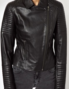 ASOS | ASOS Leather Biker Jacket with Quilt Detail at ASOS