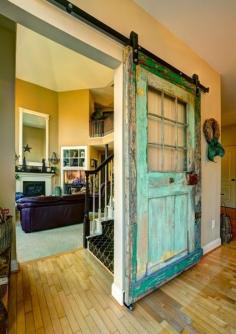 beautiful re-purposed door in a kitchen remodel in Great Falls, VA