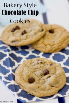 Bakery Style Chocolate Chip Cookies | A Latte Food