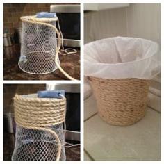 DIY. Get a dollar store trash an and hot glue top around the entire thing. I'd probably use a trash can that was just plastic so you didn't need the plastic bag to cover the mesh inside.