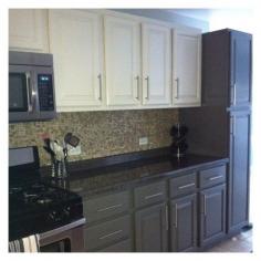 Don't like the hardware… But like the color combination on the cabinets… How to paint oak kitchen cabinets