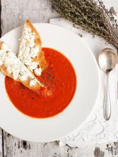 Tomato Soup with Goat Cheese Toast