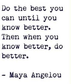 "Do the best you can until you know better. Then when you know better, do better." ~ Maya Angelou