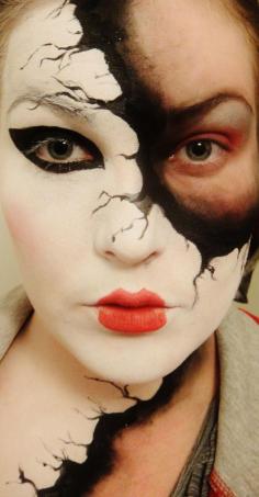 faded mask Halloween cool creepy mysterious pretty face paint doll mask costume girl makeup crazy