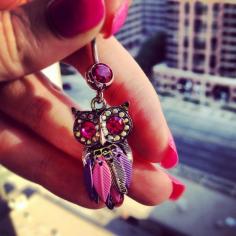 Owl belly button ring. Gotta have this ♥