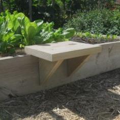 DIY movable raised bed seat.