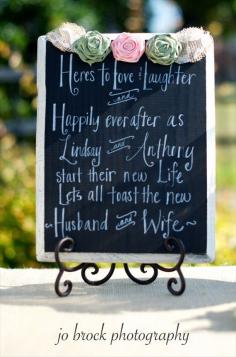 shabby chic wedding sign (by just kate etc.) want this for the bar!!! So cute!