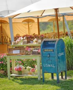 Obsessed with this vintage mailbox and letter station! Photo: Fred Marcus Photographers | The Knot Blog