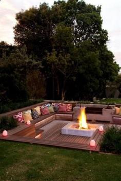 Sunken deck and fire pit.