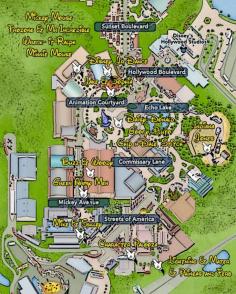 Walt Disney World, Hollywood Studios, Character Locations, Map