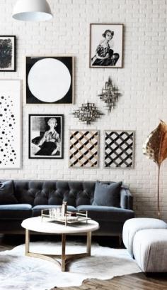 black + white living room...