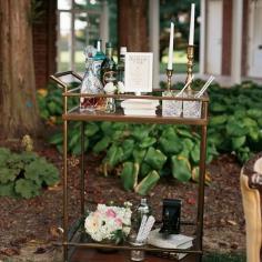 I love the idea of using a vintage bar cart during cocktail hour.