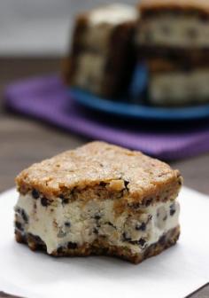 cookie dough ice cream blondie sandwiches - bakeology by lisa