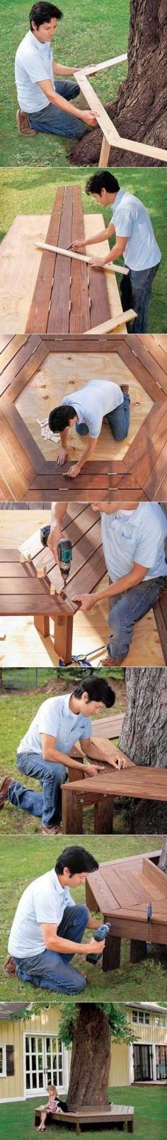 How to build a bench around a tree. I've always wanted one... My Bar-X land needs this!