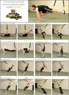 trx exercises that we do @ trx bootcamp ! Increase strength and endurance. Doing this 3x per week, lifting weights 3x per week and running 3-4x week, yoga 2x week.