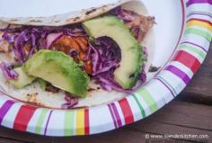 Grilled Ancho Fish Tacos with Red Cabbage Slaw for just 264 calories - a perfect summer meal!
