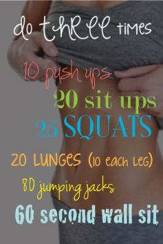 working out, squats,wall sit, sit ups, push ups, lunges,and jumping jacks